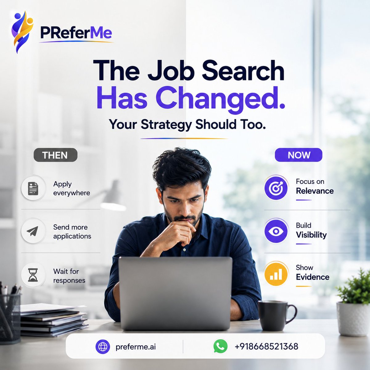 preferme_ai's tweet photo. 🚨 Job search has changed. Your strategy should too.

More applications ≠ more results.
Relevance, visibility &amp; evidence get you noticed. 🎯
Stop applying blindly. Build stronger career signals.

Looking for opportunities via trusted referrals?
👉 https://t.co/whWtVBga2L https://t.co/ryGGYAufOU
