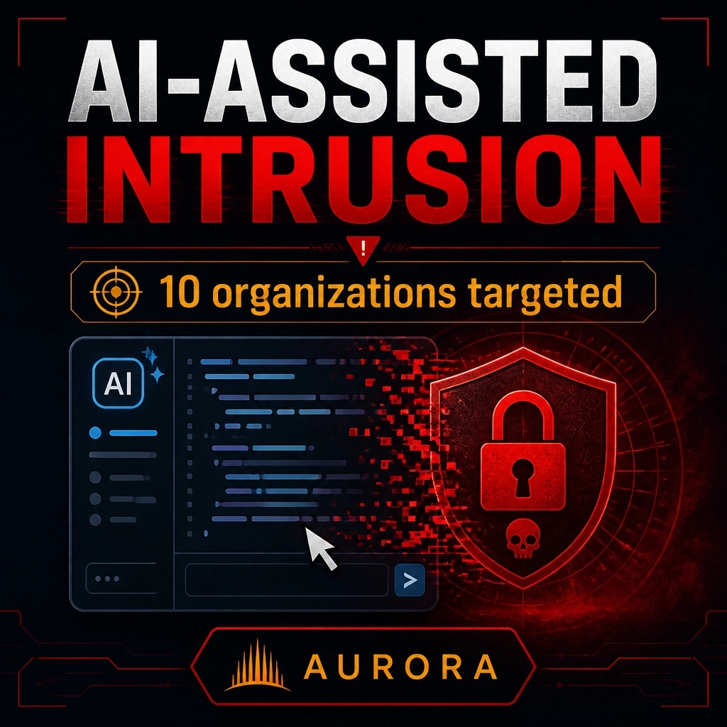 Techsico_IT's tweet photo. Security teams: Aurora ransomware operators used Cursor AI in attacks on 10 organizations; speeding intrusions 30–50%. Guardrails were bypassed by framing requests as “authorized tests.” Are your AI tools monitored? https://t.co/8M75RhzXj1