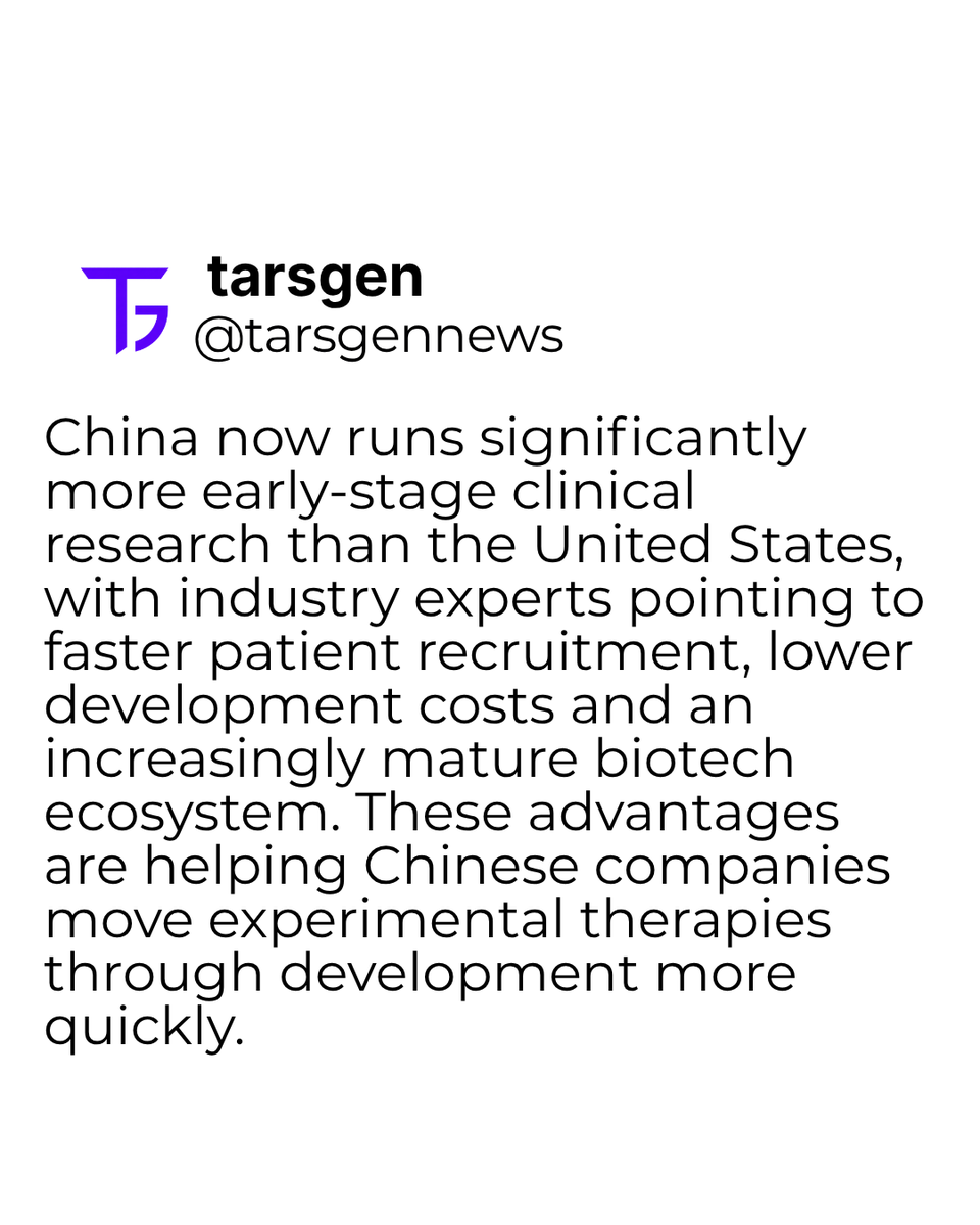 Tarsgen's tweet photo. 🇨🇳 China is rapidly closing the biotech gap.

85% of U.S. biotech and academic leaders surveyed expect America could lose its biomedical leadership within the next decade if current trends continue.

#Biotech #China #LifeSciences https://t.co/AG2cj7yCrJ