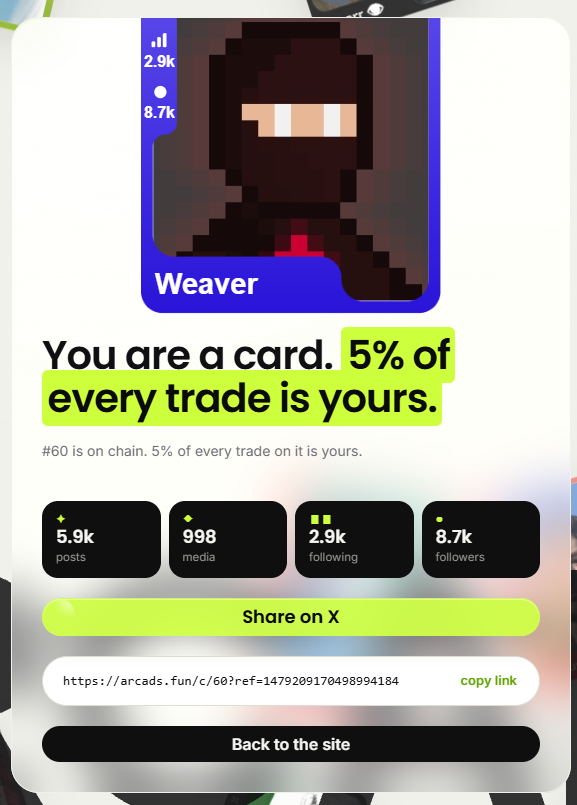 GerardGamba's tweet photo. Think @arcadsfun has insane upside at 80k. 

Going to spend today messing around with the platform, but I just minted my card and bought a few cards for my deck.

The way the game works: 

- You mint cards of your favorite kols. 
- Their twitter metrics are monitored and scored. 
- Daily competitions for the prize pot

Built my deck w Profit, Qwerty, and Cupsey. Any kol is available at the moment 

$ARCADS

https://t.co/ZDCKqC6RR6