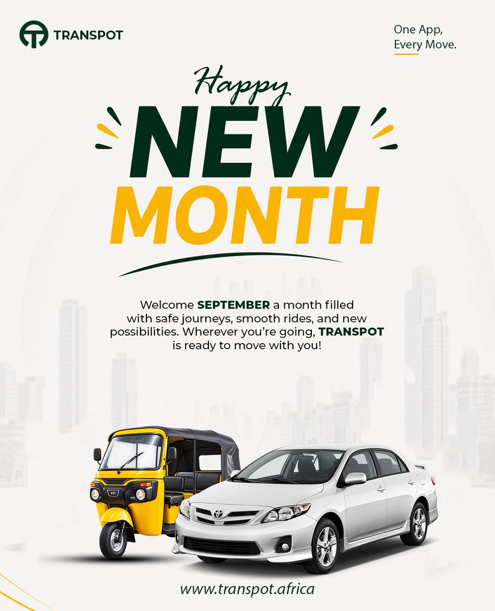 Transpotafrica's tweet photo. Happy New Month from Transpot — One app. Every move.

Check out our website!
https://t.co/fNCqkMO7Co 

#TranspotAfrica #September https://t.co/69wWIy3KIq