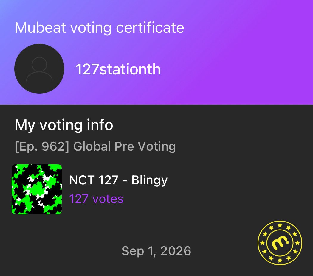 127stationth's tweet photo. 📢 Pre-Vote รายการ Show! Music Core (ep.962) แอป Muniverse & Mubeat 🗳️

NCT 127 มีโอกาสชนะถ้วยรายการ Show! Music Core มากที่สุด❗️อย่าลืมไปโหวตกันนะคะ 🥺

🗓 ปิดโหวต 03/09 เวลา 09:00น. (ไทย) โหวตได้ไม่จำกัด ทั้ง 2 แอป
📥 Muniverse ➡️ 1 vote = 5 Ad Lumy 💙
🔗 https://t.co/rSi8Rvk4fC

📥 Mubeat ➡️ 1 vote = 3 Heart Beats 💜
🔗 https://t.co/gldnvB3yEO

ยืมแอคสำหรับเก็บโหวต @127HOUSE 🏠

#ใครๆก็โหวต127 #เฉิดฉายสไตล์บลิงงี่
#NCT127  #BLINGY  @NCTsmtown_127
