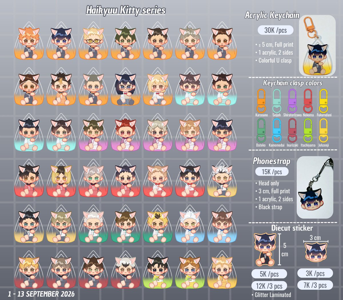 Tobiophile09's tweet photo. 🏐 Haikyuu Fanmerch Pre-Order batch 3 🏐🧡 

🗓 1 - 13 September 2026
📬 Manual JNE /  🍊
🔗 https://t.co/vV7Wf9D5G5
[🔁 and 🧡 are very appreciated ♡ Thank you] 
#warunghaikyuu  #Haikyuumerch
(1/3) https://t.co/VRvgdUSa0m