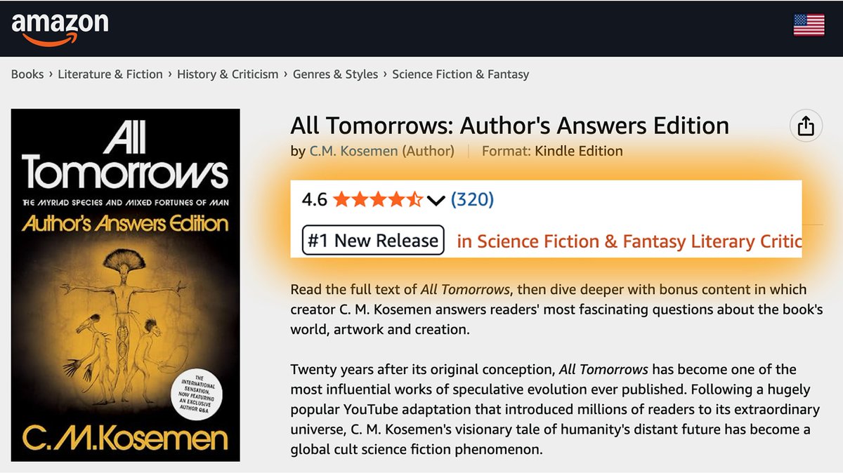 cmkosemen's tweet photo. My new Kindle Q&amp;A book - #AllTomorrows Author's Answers Edition - is the #1 new release in sci-fi literary criticism on Amazon USA! Thanks everyone! ⬇️ https://t.co/d8FIrkM5r8
