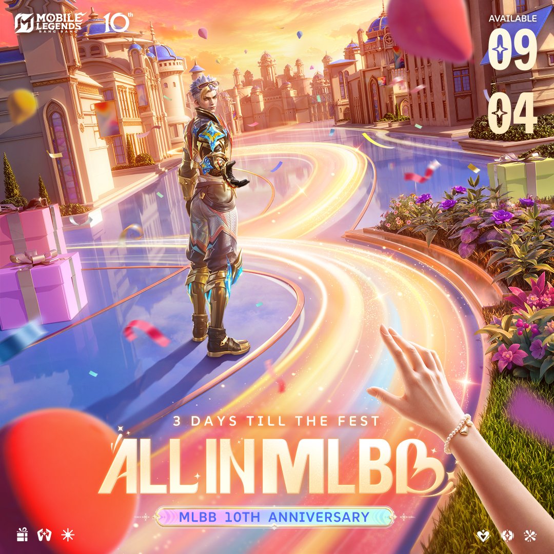 MobileLegendsOL's tweet photo. 3 Days to Go
Join Chou in welcoming the 10th Anniversary.
🗓️ 09/04 The 10th Anniversary kicks off,
ALL in MLBB
#MLBB10TH #ALLINMLBB https://t.co/u9bmwoNTKW