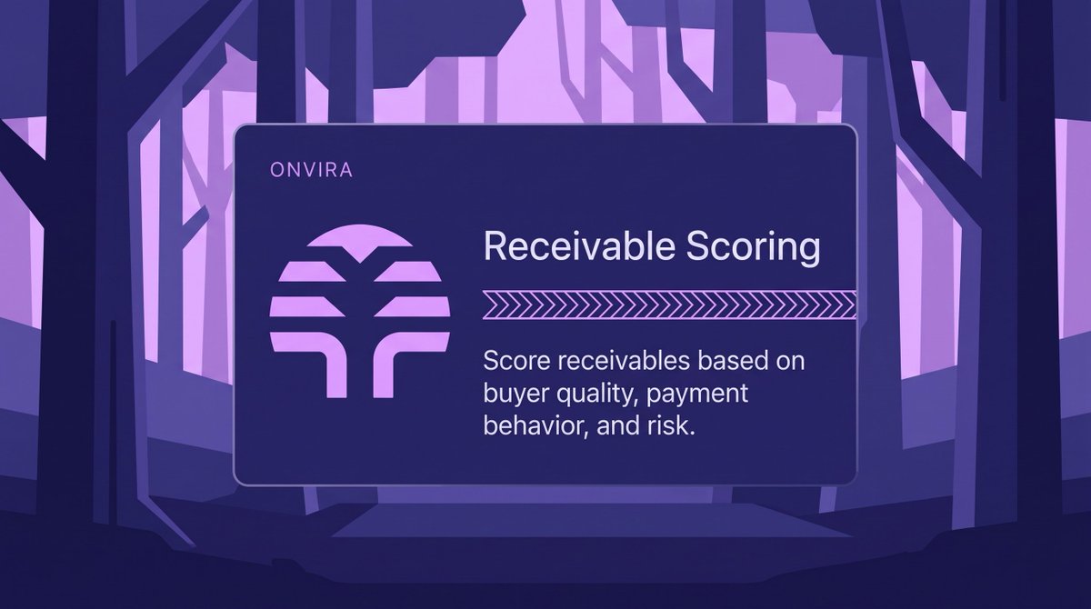 OnviraFund's tweet photo. Not every receivable carries the same level of risk.

Onvira scores receivables using buyer quality, payment behavior, and risk signals, giving funding participants a clearer view of the claims they are evaluating. https://t.co/Fle7EdhmTq