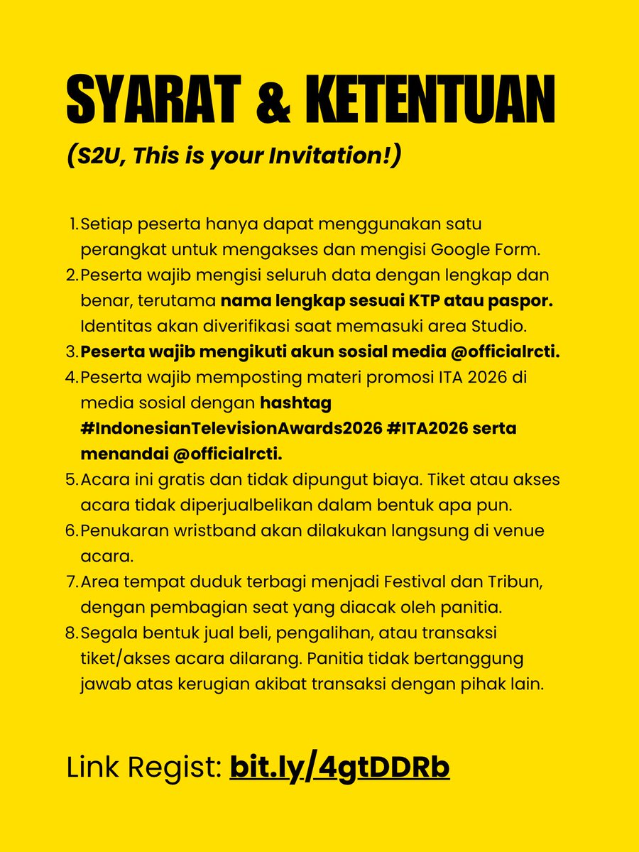 H2H_INA's tweet photo. 🚨 S2U, SIAP-SIAP! 🚨

SIAP-SIAP ITA 2026 is coming, and Hearts2Hearts will be there! 🩵✨

📅 7 September 2026
📍 Studio MNC, Kebun Jeruk
⏰ 21.30 WIB

Mau ikut hadir & support H2H? 👀
Sebelum registrasi, WAJIB baca Syarat & Ketentuan terlebih dahulu! ⚠️

🔗 REGISTRATION:
https://t.co/0MNEUpnpIy

Let’s fill the venue and show our girls how much we love & support them! 🩵

SEE YOU THERE, S2U! 🫶🏻

#Hearts2Hearts #ITA2026 #SiapSiapIndonesianTelevisionAwards