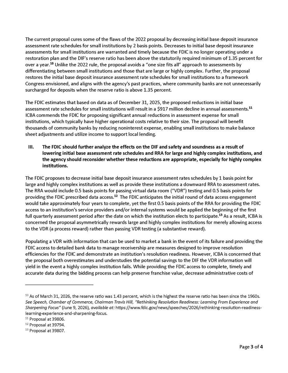 John_R_Ramage's tweet photo. . @ICBA backs proposal to reduce DIF assessments for #CommunityBanks and increase the threshold for the small bank scorecard. #OneMIssion https://t.co/yMLdNGUh6D