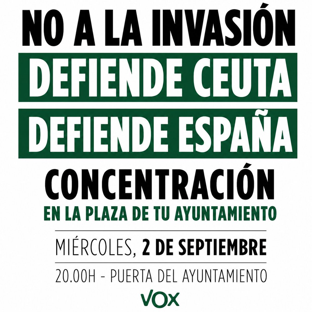 VoxAlbaida's tweet photo. 🇪🇸 POR CEUTA, POR ESPAÑA 🇪🇸 https://t.co/UJkw6P7B1U