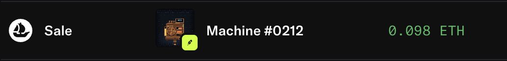 StockMinersRH's tweet photo. NEW SECONDARY SALE RECORD.

Machine #0212, Tier V, just sold for 0.098 ETH.

A Tier V represents 16 original rigs compressed into one.
15 rigs were burned to build it.

3,333 original supply.
1,688 rigs remain.

The collection keeps getting smaller. ⛏️ https://t.co/uQdRfty381