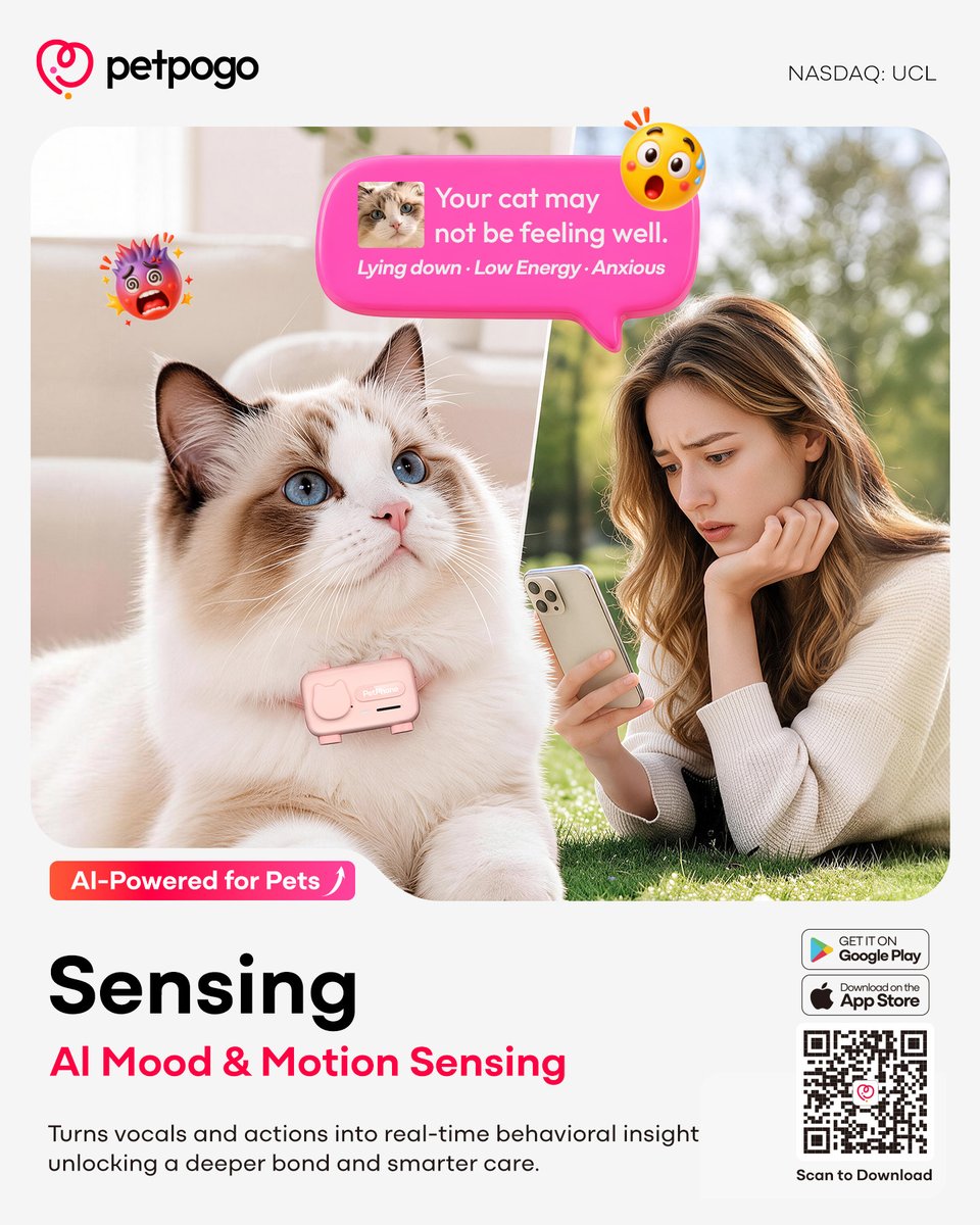 petpogo's tweet photo. ✨ A New Era Begins.
AI-Powered Pet Innovation starts with Sensing. 🐾

With AI Mood &amp; Motion Sensing, petpogo analyzes your pet’s signals in real time—helping you Sense more. Understand better. Care smarter. 🐶🐱

#petpogo #AIforPets #PetTech #PetInnovation https://t.co/SwAjbD1NVZ