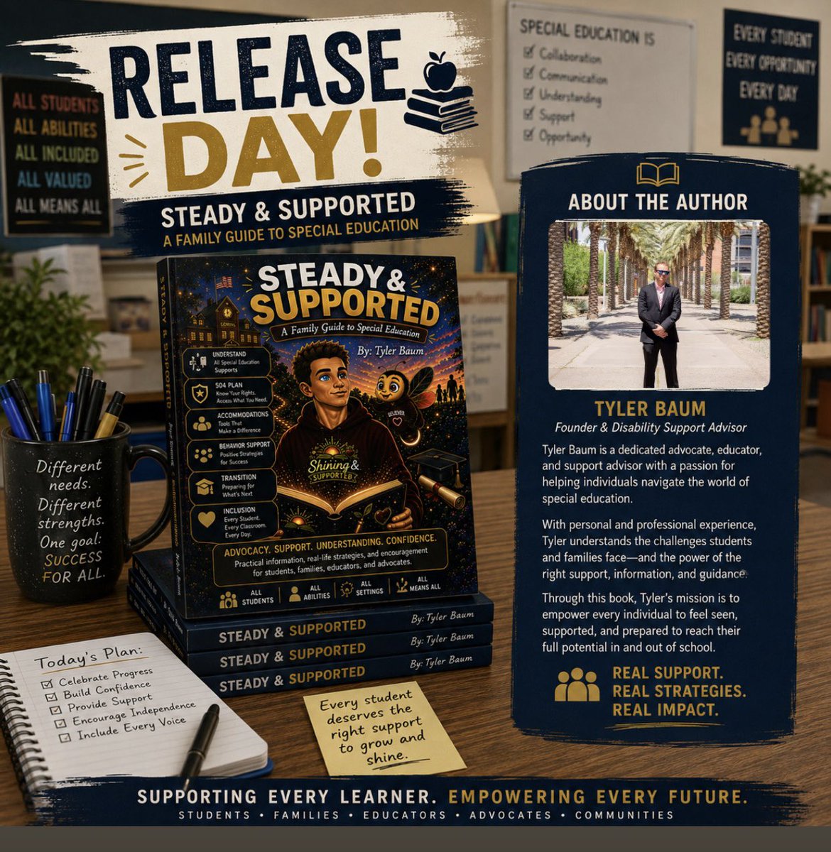 ShiningSupports's tweet photo. Today marks an exciting milestone for me and for Shining & Supported. Steady & Supported: A Family Guide to Special Education is officially here! I wrote this book to turn my personal and professional experiences into a resource that helps others better understand, navigate, and advocate within special education. Proud to share it with you.

— Tyler Baum
Founder, Shining & Supported
@tbaum2430