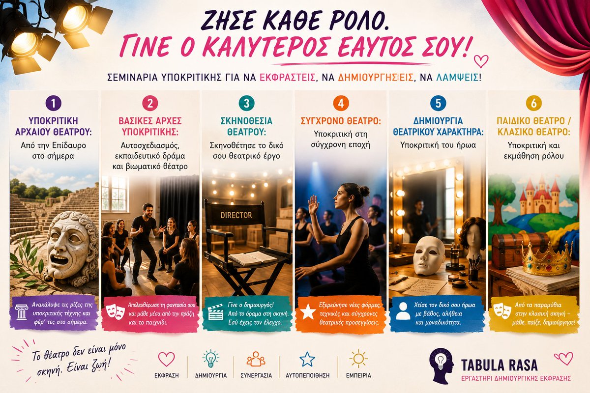 Tabula_Rasa_gr's tweet photo. Το θέατρο ξεκινά από μέσα σου.

Δεν αρκεί να μάθεις έναν ρόλο. Πρέπει να μάθεις να τον ζεις. Να αναπνέεις μαζί του.

Στη Tabula Rasa η υποκριτική δεν είναι απλώς τεχνική. Είναι αυτογνωσία, δημιουργία, συνεργασία και έκφραση.

https://t.co/qAP2H7mjzb

#σεμιναρια #σεμινάριο https://t.co/Zu44cPSaQ7