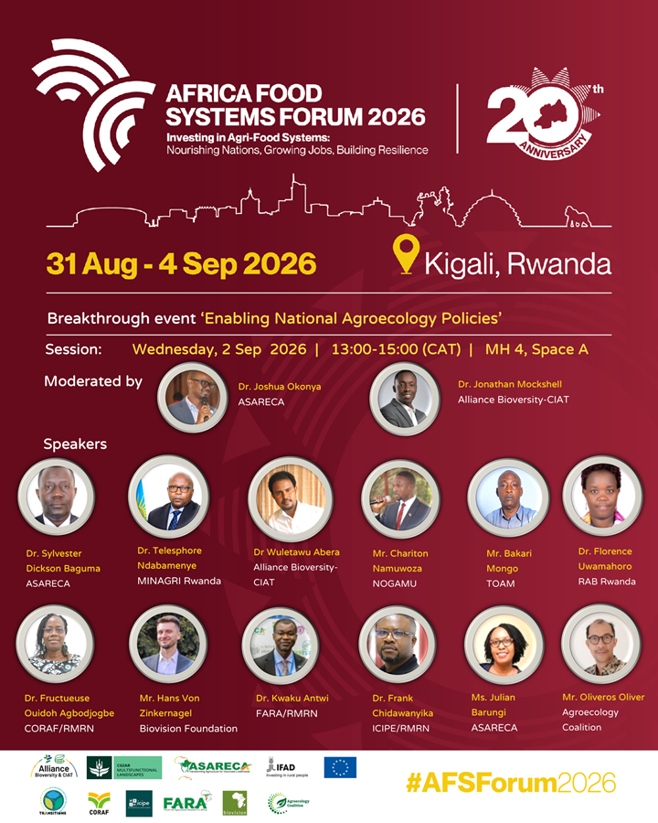CORAFNews's tweet photo. 📅 Sept. 2 | 🕐 1–3 PM CAT 📍 MH 4, Space A
How can national policies create a more enabling environment for #Agroecology in Africa?

Join us for the side event “Enabling National Agroecology Policies”. Dr OUIDOH from @CORAFNews will join the discussion. 

#AFSForum2026 #RADiUS https://t.co/EH7KXiIT85