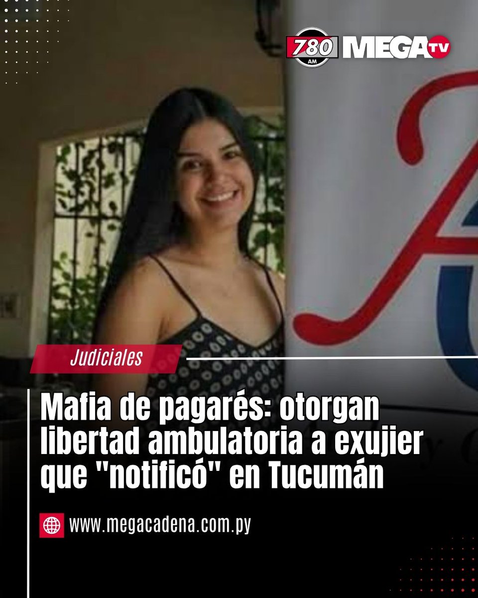 780AM's tweet photo. MAFIA DE PAGARÉS: OTORGAN LIBERTAD AMBULATORIA A EXUJIER QUE "NOTIFICÓ" EN TUCUMÁN

⚖️El juzgado de garantías de Delitos Económicos otorgó libertad ambulatoria a la exujier Audrey Galeano, quien se encuentra procesada por supuestas irregularidades en un juicio ejecutivo que debía ser notificado en un domicilio ubicado en Tucumán, Argentina, y que habría sido tramitado de forma ordinaria, pese a que debía realizarse mediante un exhorto judicial. La mujer deberá cumplir ciertas medidas mientras avanza la investigación en su contra.

⚖️Tras la audiencia de imposición de medidas cautelares, el juez Humberto Otazú consideró que se puede asegurar el sometimiento de la joven con medidas alternativas a la prisión preventiva. En ese sentido, estableció que Galeano cumpla medidas como la obligación de presentarse del 1 al 10 de cada mes ante el juez, la prohibición de acercarse a inmediaciones del Juzgado de Paz de La Encarnación y la prohibición de comunicarse por cualquier medio con los funcionarios de dicho juzgado.

⚖️Asimismo, el juez de garantías aceptó la fianza real ofrecida por la defensa y, en consecuencia, trabó embargo hasta cubrir el monto de Gs. 300.000.000 sobre un inmueble. La medidas fueron establecidas bajo apercibimiento de que, en caso de incumplimiento, las mismas serán revocadas.

Leé todo en https://t.co/Nt8Z1vZrmv