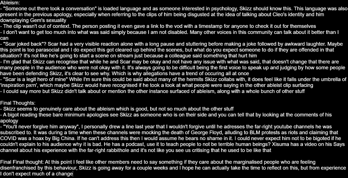 CascadeIsFrozen's tweet photo. Now that I've woken up enough, I've read through the apology again and have dissected my opinions on it, brace yourself it's a long read, but at least it's got paragraphs https://t.co/9H5ktinXZZ
