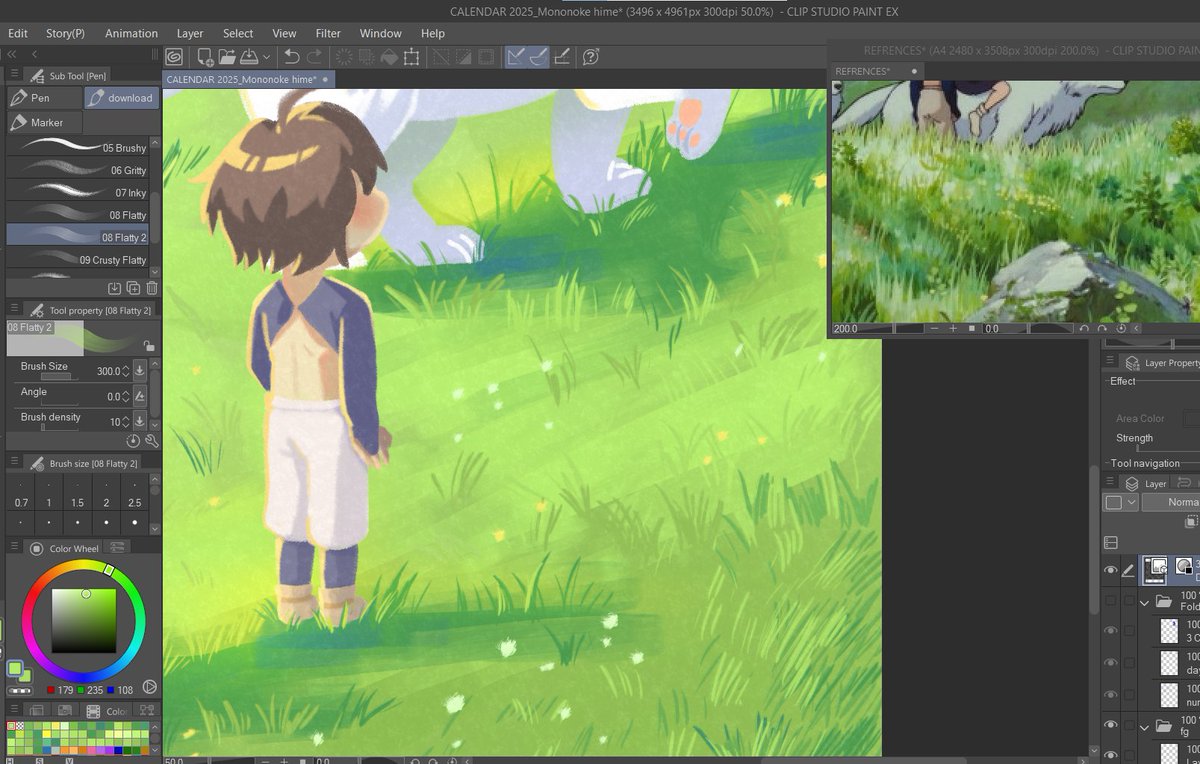 _starrion's tweet photo. another gihbili wip for our brand new calendar! its's monoke hime! https://t.co/Qof1btjfMC