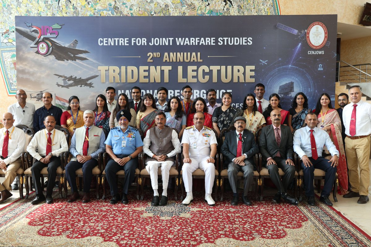 SpokespersonMoD's tweet photo. Raksha Rajya Mantri Shri @SethSanjayMP attended the 2nd Annual 'Trident Lecture' organised by @CENJOWS at Manekshaw Centre, New Delhi, on September 1, 2026. Delivering the Special Address on 'Leveraging the Potential of Next Generation for Nation Building', he highlighted the importance of jointness, civil-military coordination, indigenous capabilities, emerging technologies and a strong, self-reliant defence ecosystem for a secure and #ViksitBharat. 

Read here: https://t.co/5AzPMZk7f6