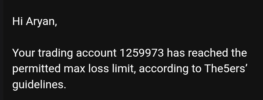 Aryanfx74's tweet photo. Breached both FundedNext Futures 50k and a 5ers futures 150k today. Not every day is a green day — this is trading. Time to step back, review, and reset.📉

#the5ers #fnfutures https://t.co/VIUCUkpAFI