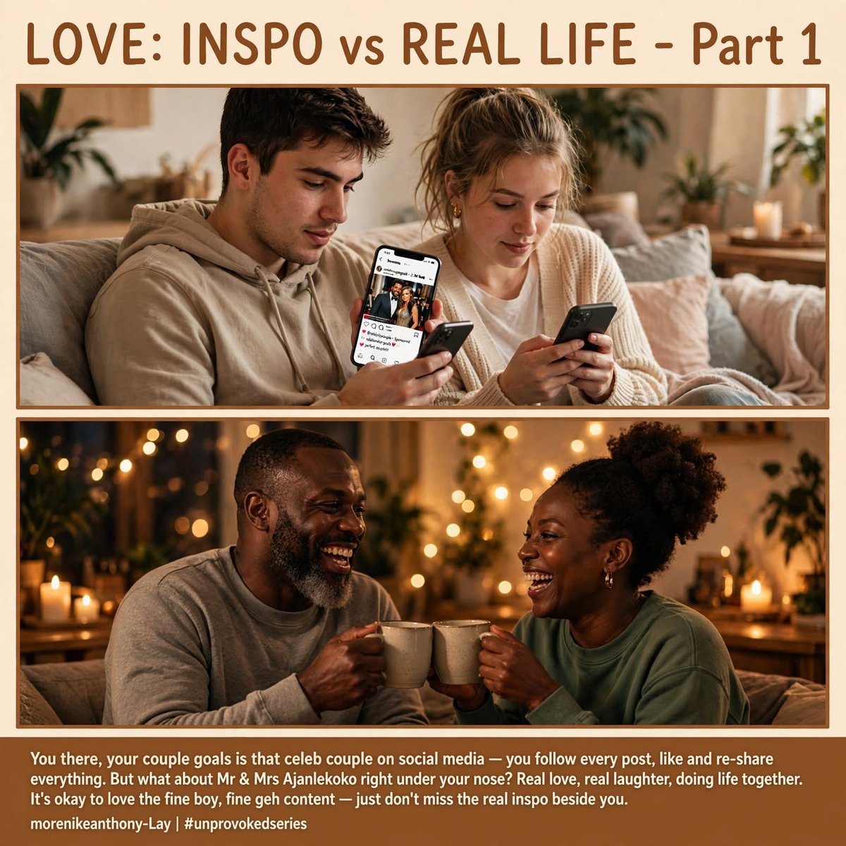 Mollylayode's tweet photo. Welcome to my #unprovokedseries. This first segment which is in 4 parts, starts with couple life, couple goals and the whole shebang. It's set in a friendly yet firm and reflective tone. Enjoy and watch out for part 2 with the Ajanlekokos😁😁😏 https://t.co/RsANOOKu0D