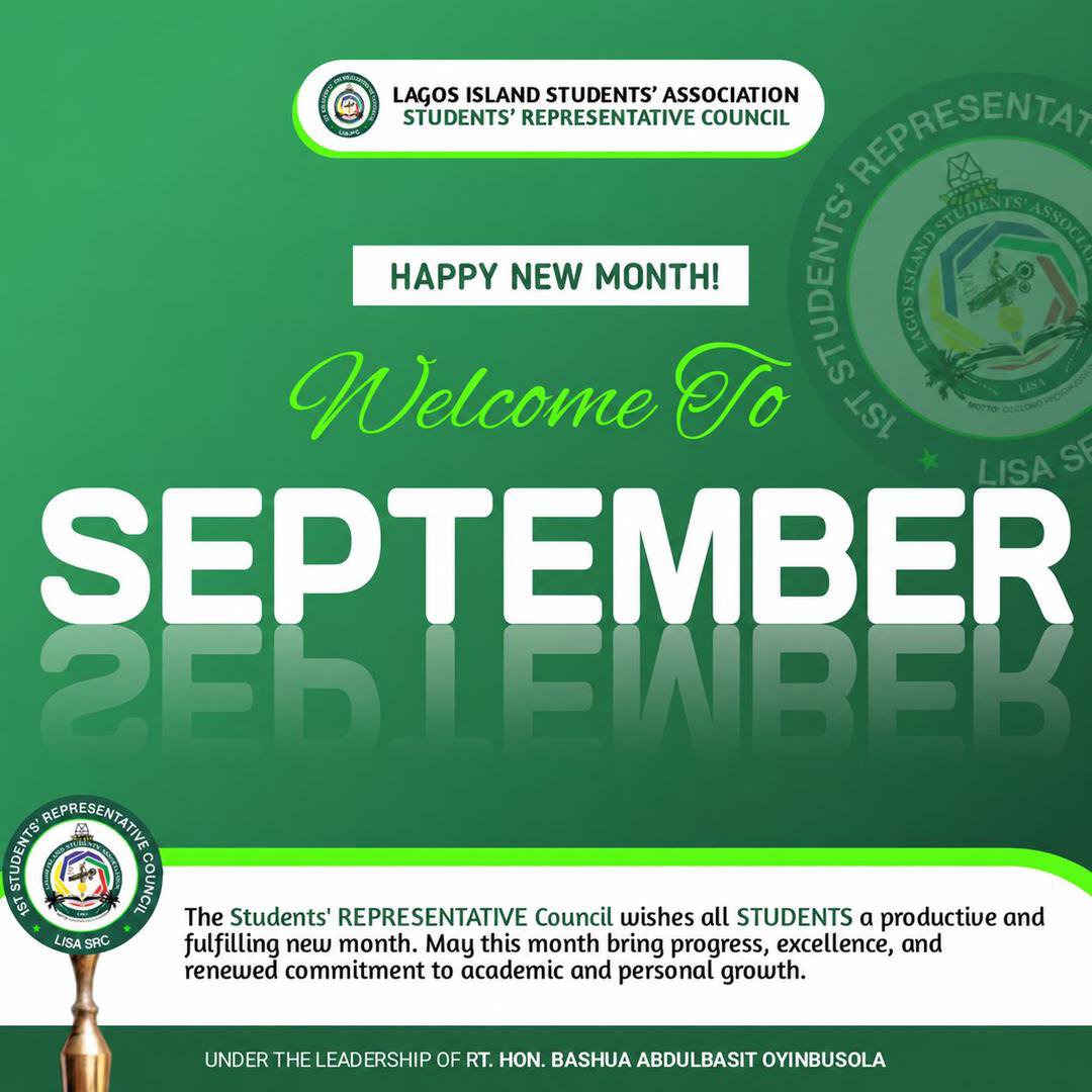 LagosIslandSRC's tweet photo. As a new month begins, we look forward to renewed purpose, meaningful progress, and continued service to the LISA community.

Here's to a month of impact, excellence, and intentional representation.

Happy New Month from the LISA Students' Representative Council. https://t.co/cHpzyvIKPJ