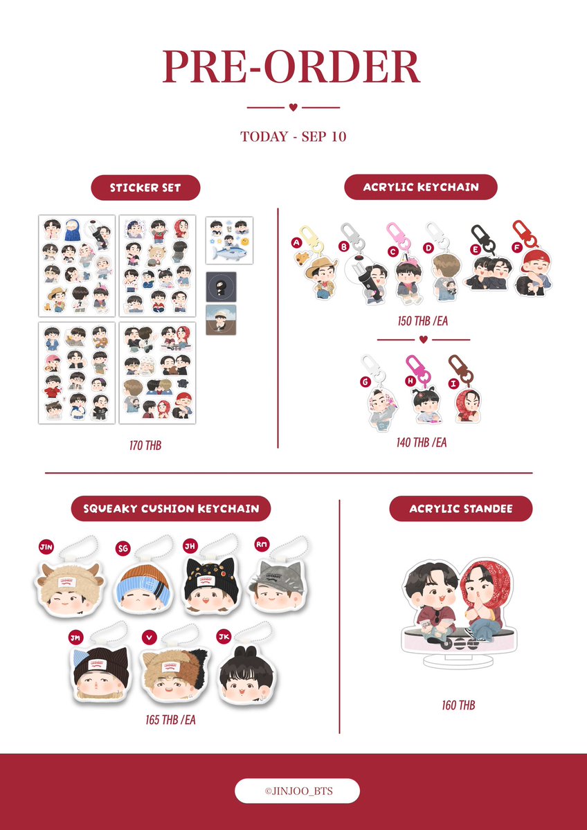 jinjoo_bts's tweet photo. RT appreciated 
สุ่มแจก 1 รางวัลจากรีทวิต(เลือกของได้ค่ะ)

❤️ PRE-ORDER ❤️
Goods by JinJoo •ᴗ•
🗓️ Close: Sep 10

details&amp;order (TH🇹🇭) 
🛒 : https://t.co/pOm92U4EO7
*โปรโมชัน*
สั่งซื้อภายใน 1 ก.ย. 23:59 น. ส่งฟรี eco-post

🌎 For international and G.O., please DM. https://t.co/sduZEpSVoR