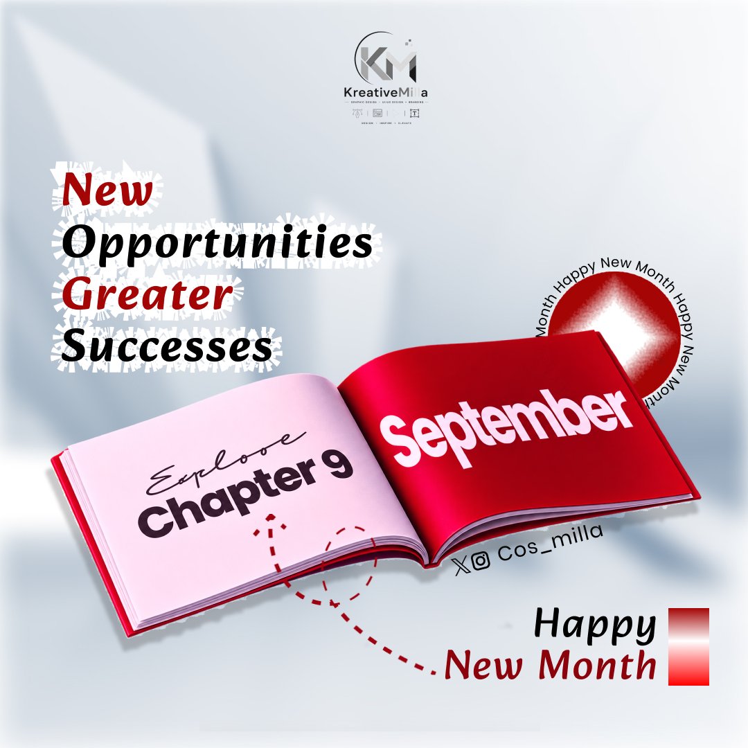 Cos_milla's tweet photo. Happy New Month.
May September bring you fresh ideas and new opportunities.
Kindly follow us https://t.co/4KkZldIgg7 and keep us in mind for all your graphics, prints, and branding needs. 
Let us create magic this month. https://t.co/AmhYfyo8wc