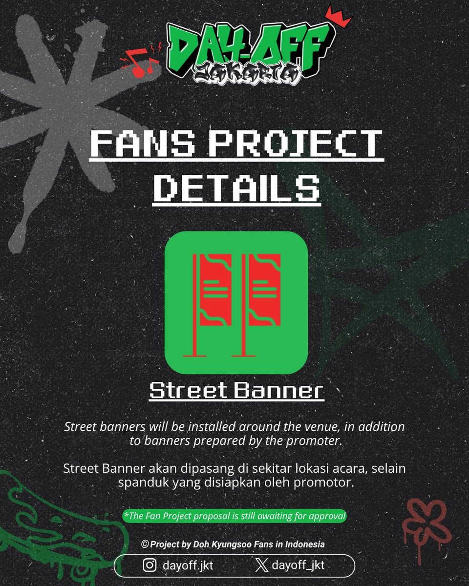 dayoff_jkt's tweet photo. @DohKyungsooINA Berikut merupakan beberapa project yang akan diajukan ke pihak promotor : 

- Handbanner
- ⁠Long Banner
- ⁠Fanvideo
- ⁠Sing Along
- ⁠Gift for Kyungsoo 
- ⁠Street Banners https://t.co/FNBwMa96Z8