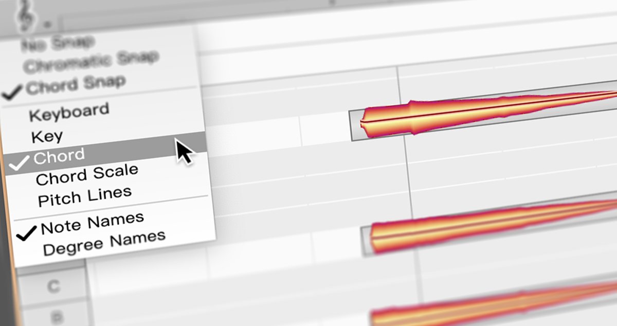 Celemony's tweet photo. Let Melodyne analyze the chords in your song and display a Chord grid that you can use as a visual tuning reference! Learn how! https://t.co/obnVYEeIXv https://t.co/KFMVBJTbXP
