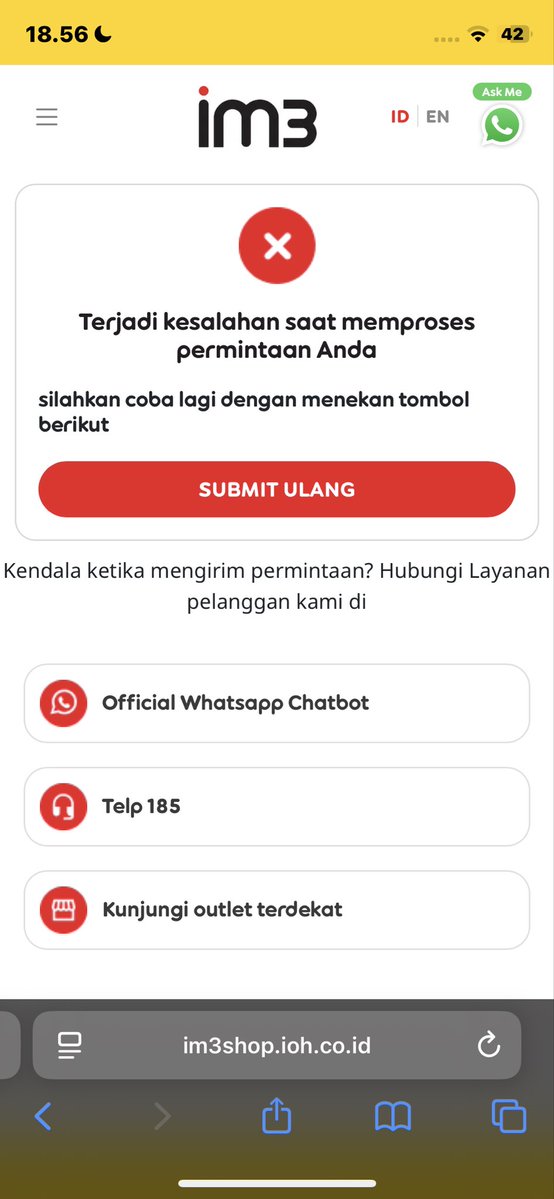 kaddrrew's tweet photo. @indosatim3 @CareIM3 kok gagal ya https://t.co/MivY4pTULk