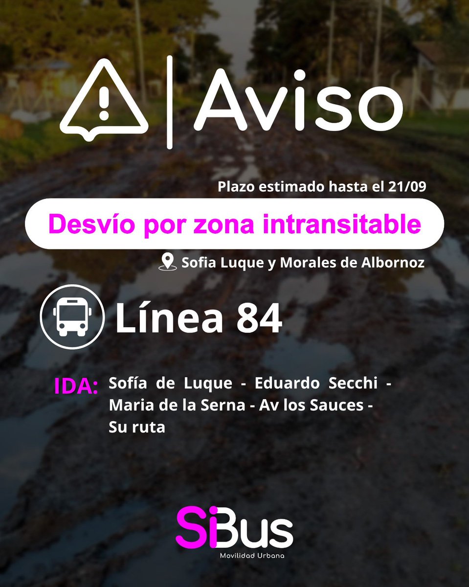 sibuscba's tweet photo. #InfodeServicio ℹ️
📷Desvío por zona intransitable.
#TransporteUrbano #Cordoba https://t.co/OcWolLfUSs