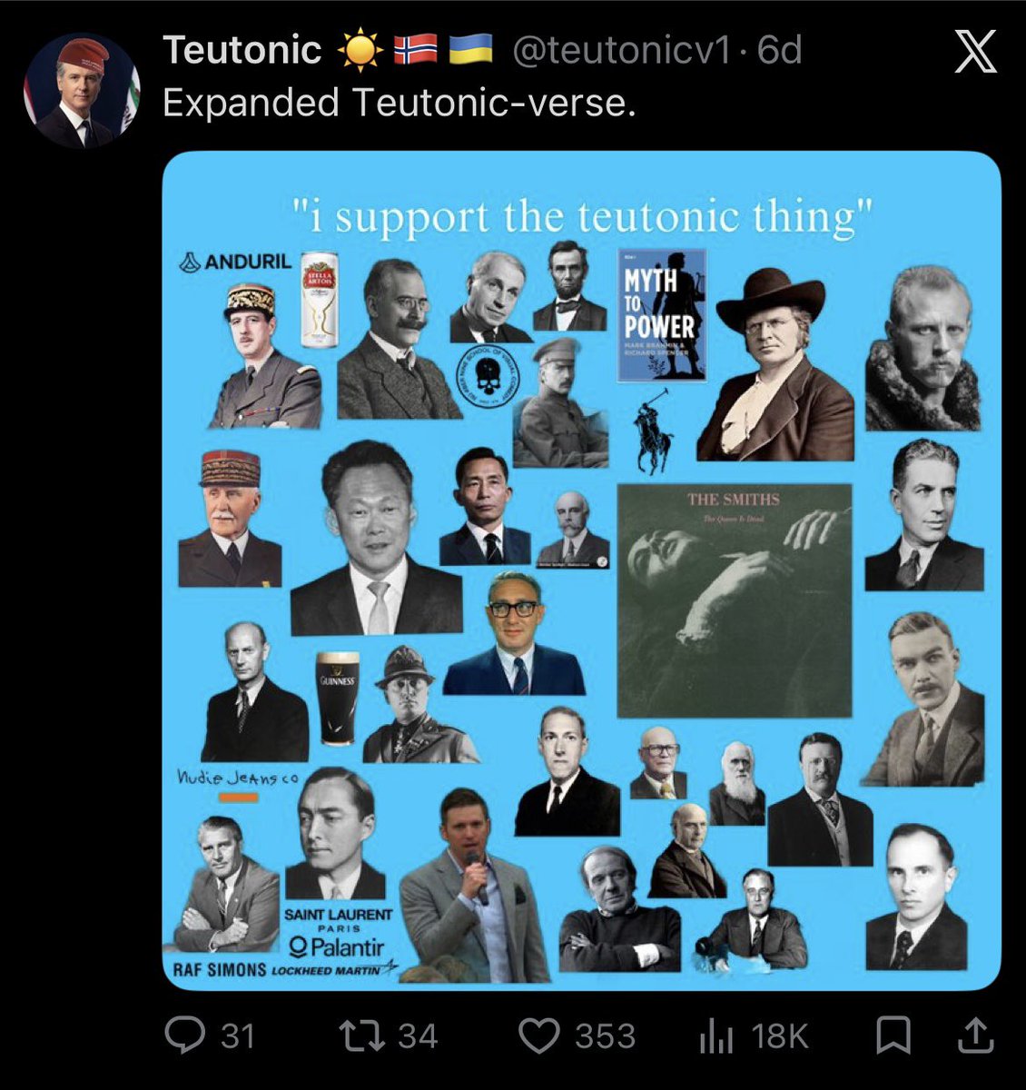 Frosty2259's tweet photo. If you pay close attention to the discourse you’ll notice that Alex Karp is being set up to replace Stephen Miller as the new “Based Jew” / “Hebrew Hammer” who’s going to swoop in and save the day for the White Race as long as we trust the plan and give Palantir absolute power. The recent low-IQ slopulist pro-Flock wave is just edging a pro-Palantir stance. If you follow certain BAPollonian accounts this becomes obvious.