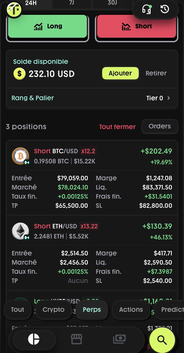 befreeshcrypto's tweet photo. Quand tu te met à parler du projet qui veut réunir toute la finance en un seul endroit sans KYC ça donne ça.

J’espère vous avoir fait kiffer Mass, franchement pour moi c’est un game changer.

C’est simple, vous pouvez sur VOTRE TEL sans votre carte d’identité :

🔸Hold vos cryptos
🔸Trade tous les perps sur et avec l’orderbook d’Hyperliquid (donc on parle du gold, du pétrole, des cryptos et des centaines d’actions).
🔸Hold ses actions avec les xStocks
🔸Parier directement sur Polymarket

Bref vous savez, merci à ceux qui ont rejoint, hésitez pas a faire vos retours sur cette app de fou, que ça soit UI/UX/ ajout… y’a beaucoup de choses possible et qui vont arriver 👀 🙌

Ces 1000$ vont aller directement là bas pour buy more.

Pour ceux qui veulent avoir l’app (merci) : https://t.co/p1bONdm118