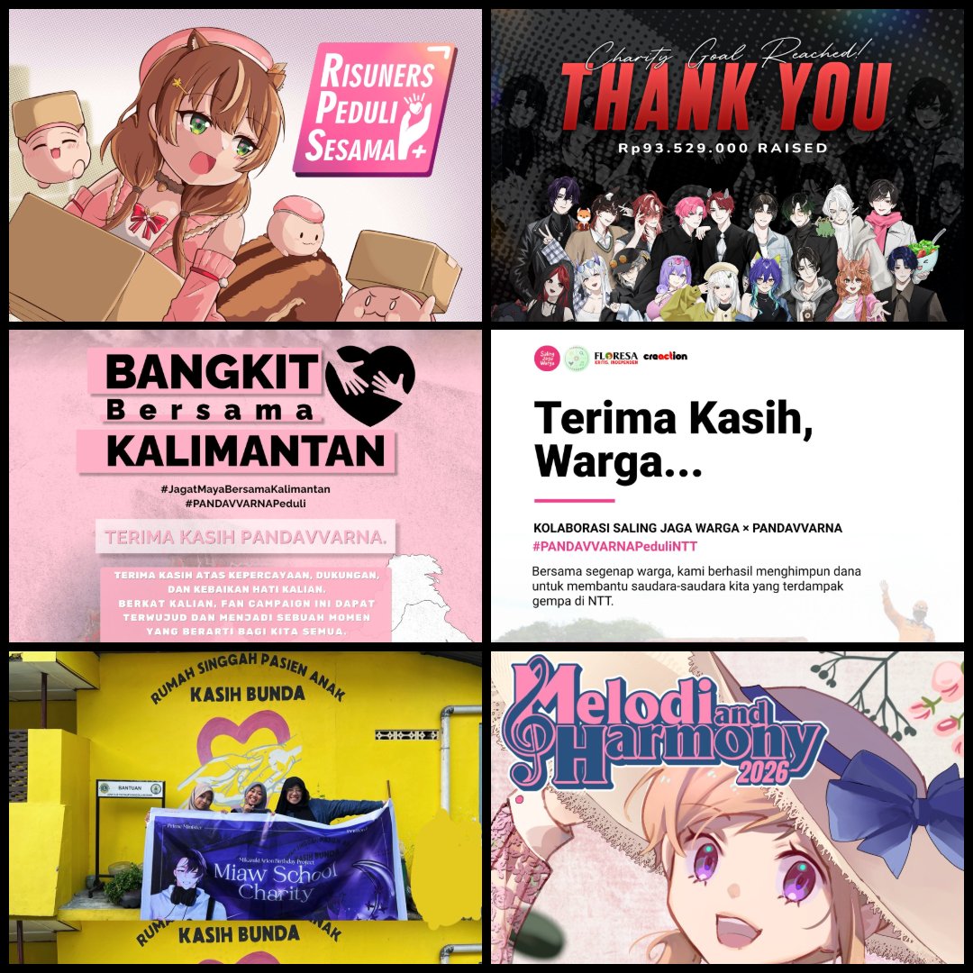 VRchama's tweet photo. Ada 5 event charity dari para fandom vtuber dan para virtual creator yang baru saja berlangsung. Dan masih akan ada atleast 1 event charity di akhir bulan (M&amp;H 26-27 September) 

Sehat selalu rabbit hole ID
Untuk link events ada dibawah ⬇️ https://t.co/1NLVQXqGTo