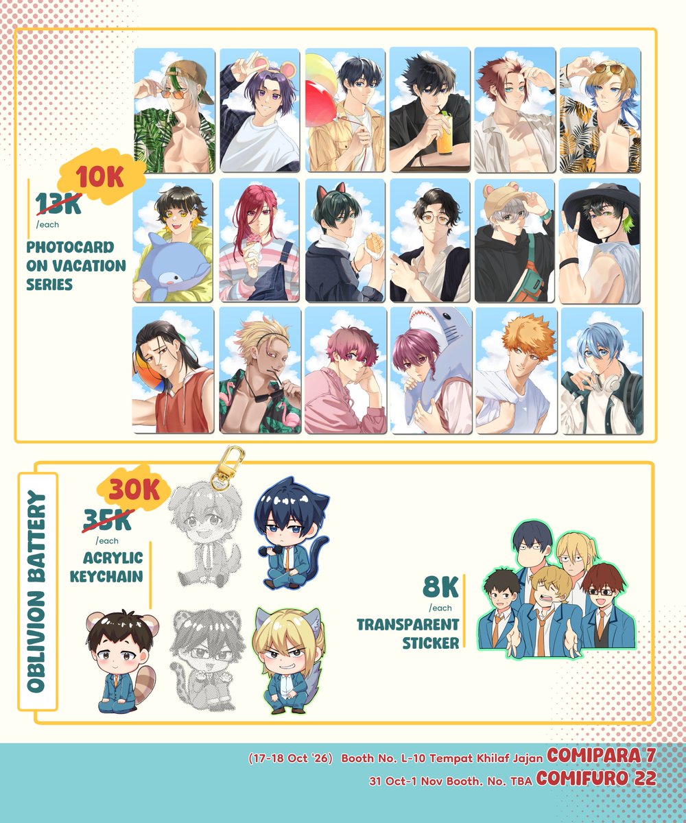 amemonm's tweet photo. 🍀#CF23 &amp; #comipara7 Pre-Order Batch 1🍀
Available both days on:
📌Comipara7 No. L-10 "Tempat Khilaf Jajan"
📌CF23 No. TBA "Grey Rabbit"
📌Pick up &amp; mail order

⏲️Closed on 7 Sept
💫Fandom: Gachiakuta, Blue Lock, Oblivion Battery

🔗https://t.co/VvBwtrnjRx https://t.co/qD7Vsb0X5m