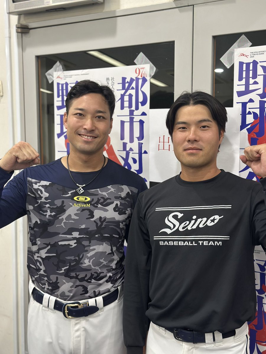seinobb's tweet photo. 【試合結果】
第97回都市対抗野球大会
VS #JR東日本東北 
本日の試合は八回に同点に追いつくと、延長十回に打線が繋がり4点を奪い勝利となりました⚾️
写真1枚目、3安打2打点 #前野幹博 選手（左）、2安打2得点 #野﨑大地選手📸
写真2枚目、終盤3イニング好投 #水野匡貴 選手（左）、二回途中から投げ相手に流れを渡さない好投 #川井瑠輝也 選手（右）📸