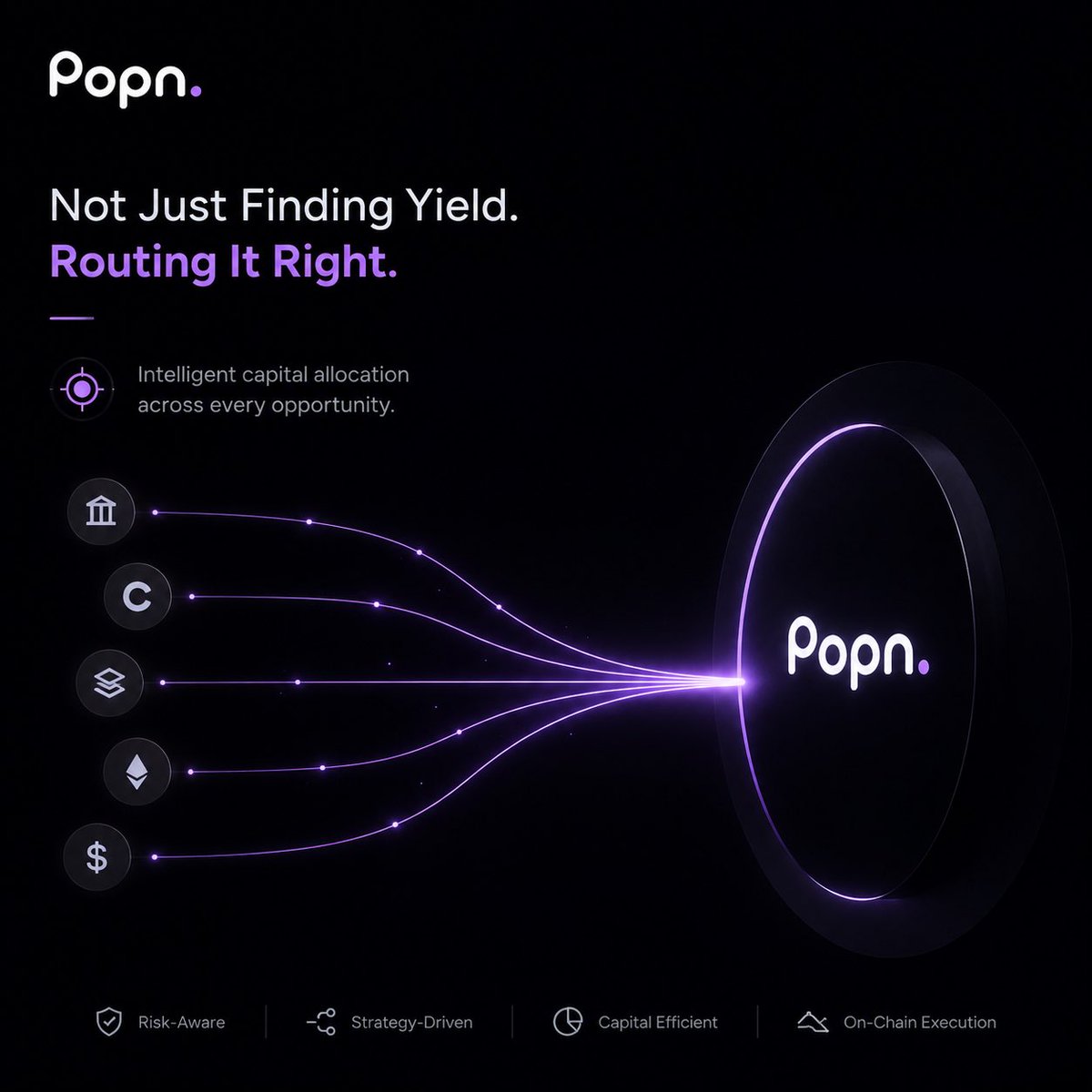 ProjectPopn's tweet photo. Yield is becoming an aggregation problem.

Thousands of strategies.
Multiple chains.
Different risk profiles.

The edge may no longer be finding yield.

It’s knowing which yield is worth routing capital into.

That’s an interesting problem for Popn to explore.

#DeFi #Yield #OnChain