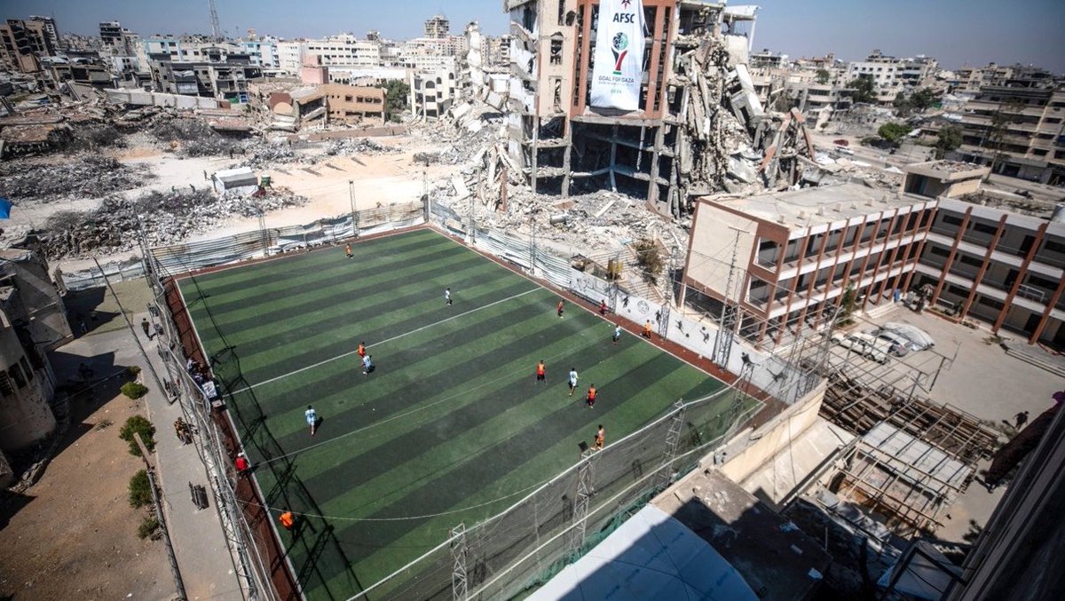 swilkinsonbc's tweet photo. A French court orders Deauville Festival to put the photo of the Gaza footballers back on display after it was removed due to israeli pressure https://t.co/URs3vxQyD9