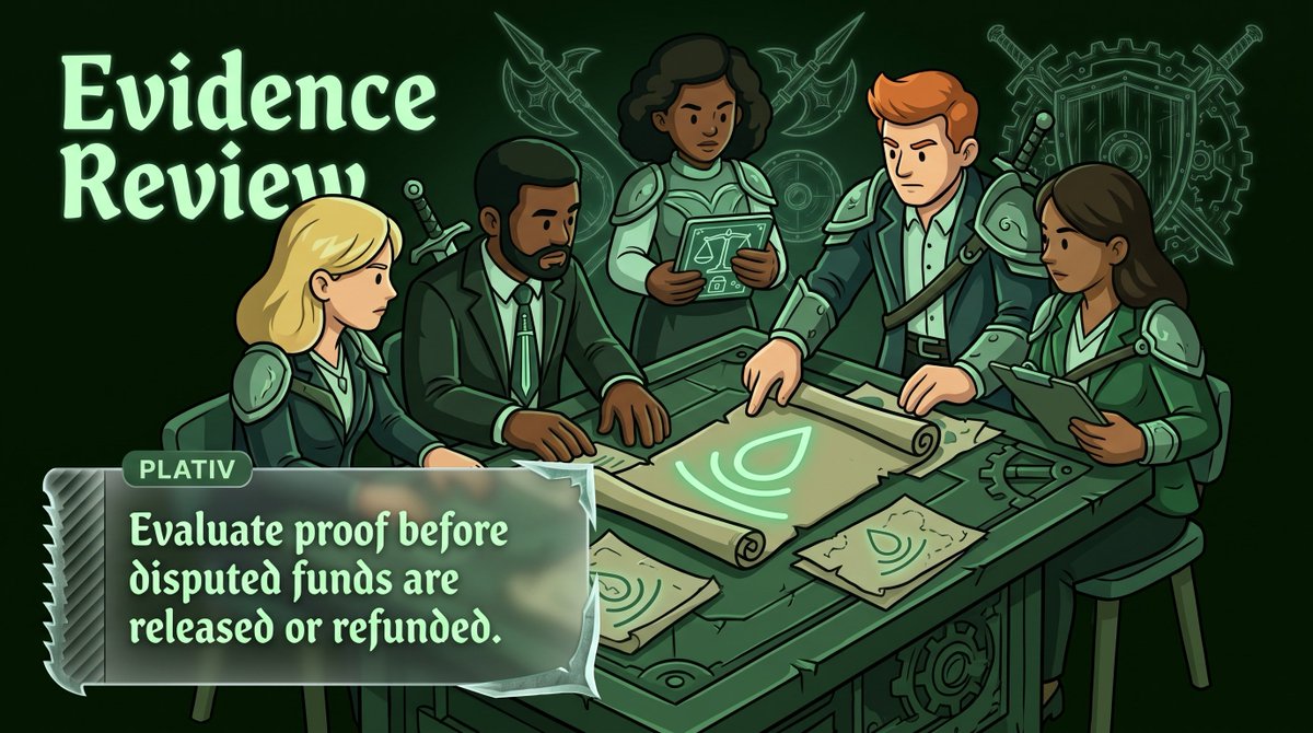 PlativEscrow's tweet photo. When a transaction is disputed, evidence matters. Plativ reviews supporting proof before disputed stablecoin funds are released or refunded, giving both sides a structured path toward resolution. https://t.co/pD7MriaMlI