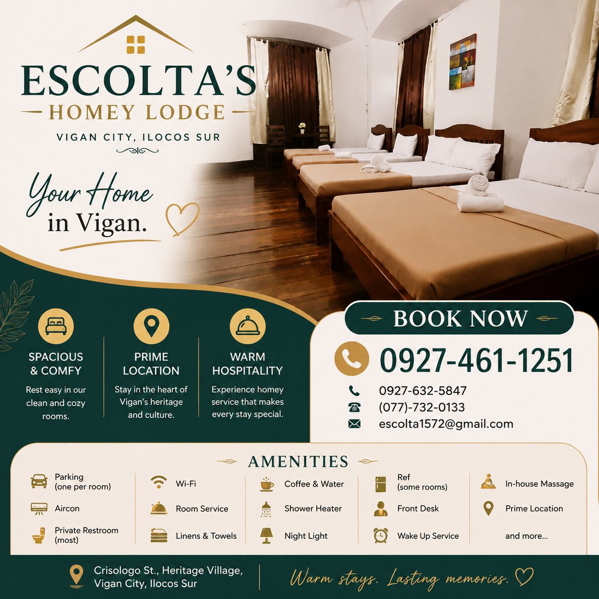 SurWork's tweet photo. After exploring the charm of Calle Crisologo, come home to a cozy stay filled with comfort and warm hospitality. ✨📍 Crisologo St., Heritage Village, Vigan City
📞 0927-461-251 | 0927-632-5847
☎️ (077) 732-0133
📧 escolta1572@gmail.com#Vigan #ViganHotel #CalleCrisologo https://t.co/qIxpmbHmJy