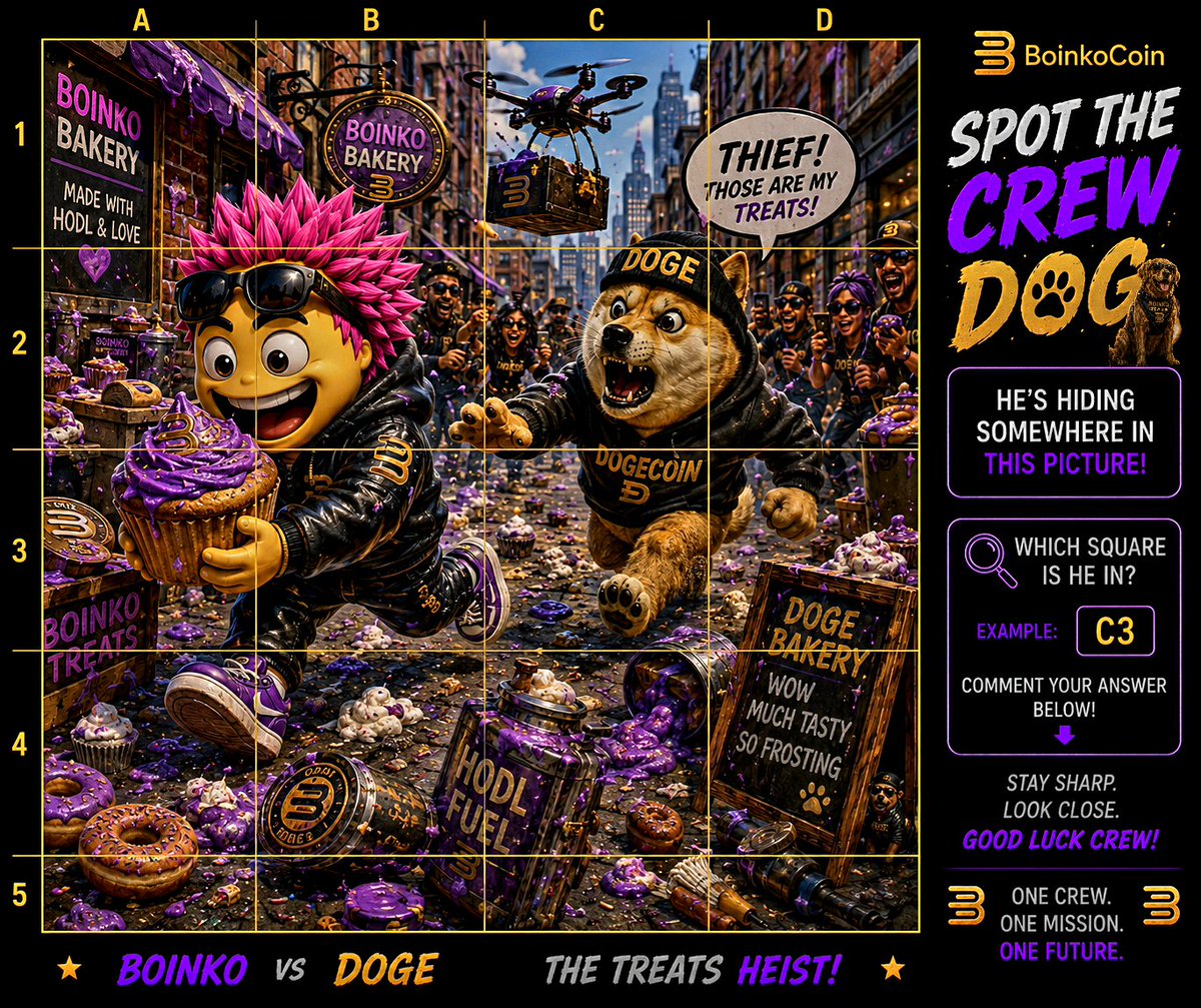 BoinkoCoin's tweet photo. 🐕 SPOT THE CREW DOG COMPETITION 🐕  

🏆  First person wins a guaranteed 100,001 BoinkoCoins 

🏆  3 more winners will be picked at random from correct guesses....100,001 $BoinkoCoins each

👀 You gotta look VERY close

⏱️ Comp 24hrs 

Reply with the square (example Square A2) https://t.co/XpojSwGYsr
