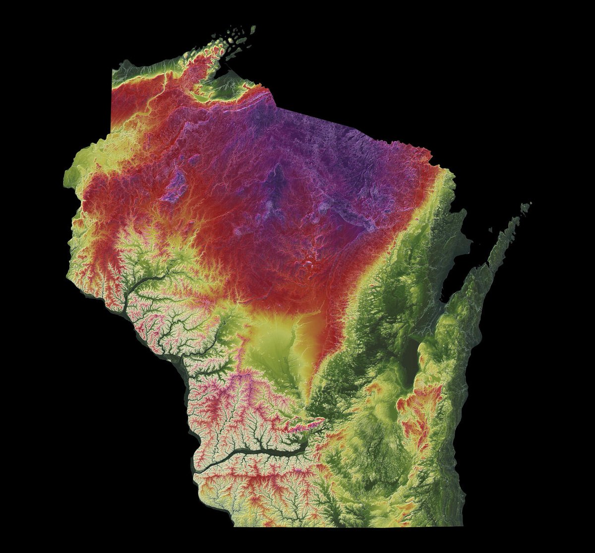 Interior's tweet photo. Come for the data. Stay for the art.

The @USGS 3D Elevation Program, or 3DEP, provides detailed elevation data that helps communities plan infrastructure, manage natural resources, understand flood and landslide risks, support emergency response and more. 1/3 https://t.co/7897QAib6n
