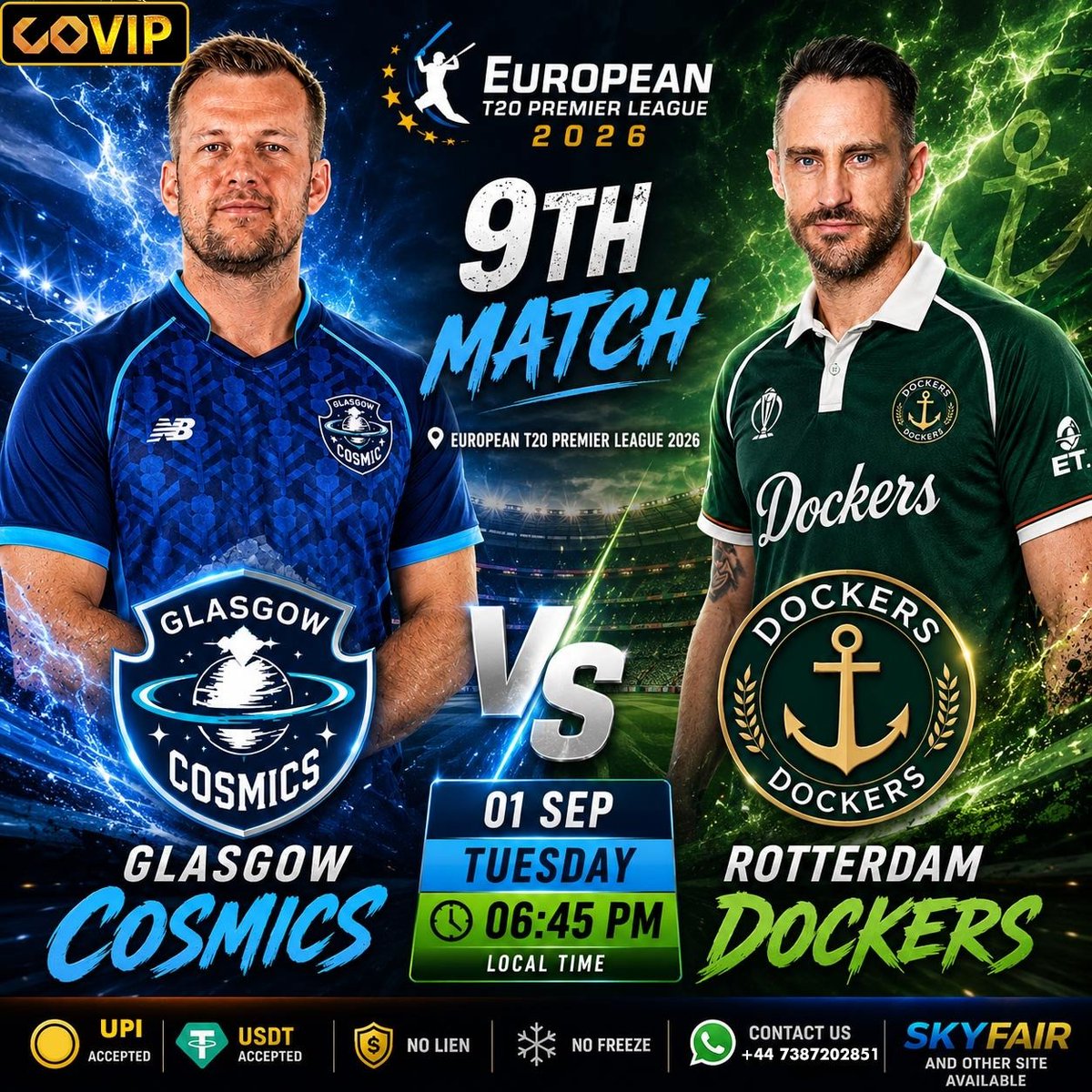 CoVipBook's tweet photo. Play European T20 Premier League match odds and fancies on our sites

 Min Deposit 1000 

🌟 *Our Site features* :

🎯 Unmatched bets
📊 Unlimited exchange odds limit (Betfair odds) 
🌐 Premium Sites like Skyfair available
📉 Dedicated line market website for sessions
💥 All non-live match odds unlimited market available 

🔥 No lien/freeze
✅ Bank deposits
💰 Cash lenden
💲 USDT Accepted

📲 WhatsApp us to get new ID: https://t.co/OD9957sDGk 

🔗 Our Sites:
https://t.co/4glaHy4t6c
https://t.co/q2ChMOqEAh
https://t.co/79peVMR9GQ

And more..