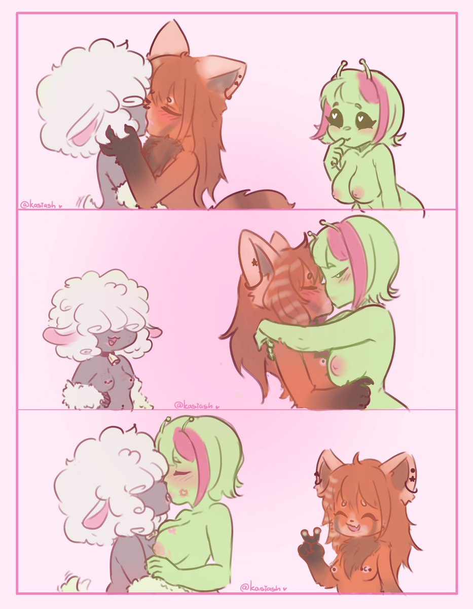 kasiashh's tweet photo. Моя #OC овечка и её подружки пандочка Нана и инопланетянка Шис 👉👈 #furryartㅤ https://t.co/qEWqh3kzQ4