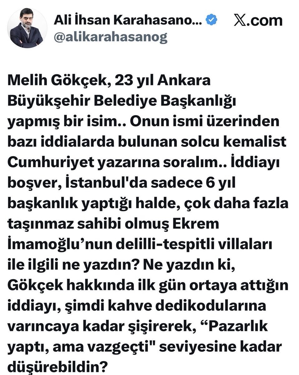 Uzaktan8138's tweet photo. Buradan @tvOnlar  ekibine sesleniyorum;
Melih Gökçek'i savunan, savunurken "Kemalist, solcu, Atatürkçü vb." argümanlar kullanan herkesin mal varlığını araştırın. 

Emin olun; ülke de daha ne Melih Gökçek'ler var göreceksiniz. https://t.co/YJKWpHlXL9