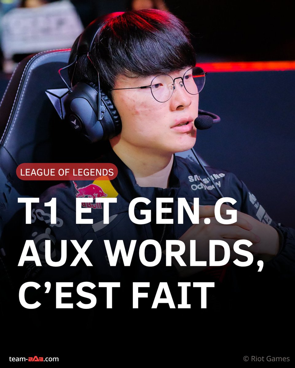 aAaGaming's tweet photo. 🇰🇷 Faker sera aux Worlds pour défendre son titre !

🎟️ La LCK complète sa représentation pour les Worlds 2026 de League of Legends. Alors qu'Hanwha Life Esports avait déjà validé sa place en tant que champion du MSI, Gen.G s'est imposé face à KT Rolster pour le compte du Round 2 de l'upper bracket et a décroché son billet pour la prochaine édition des championnats du monde, entraînant T1 dans son sillage.