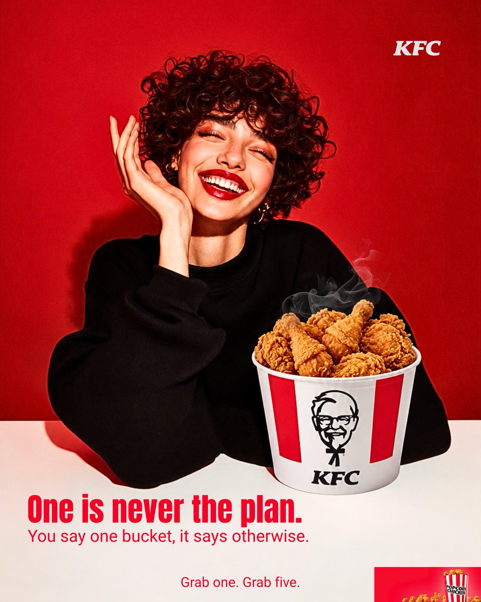 Hassydzn's tweet photo. Day One. 

Advertisement Design for KFC. 

Coming across my post for the first time? 

I’m HassyDZN, a marketing and brand designer. Have a project/work in mind? Send a DM, let’s clarify and work on it. https://t.co/zVsElsw3yY
