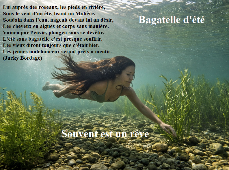 opppinions's tweet photo. Lui auprès des roseaux, les pieds en rivière,
Sous le vent d’un été, lisant un Molière. 📖🎭
Soudain dans l’eau, nageait devant lui un désir,
Les cheveux en algues et corps sans manière.
Vaincu par l’envie, plongea sans se dévêtir. 💞
L’été sans bagatelle c’est presque souffrir.
Les vieux diront toujours que c’était hier.
Les jeunes malchanceux seront prêts à mentir.