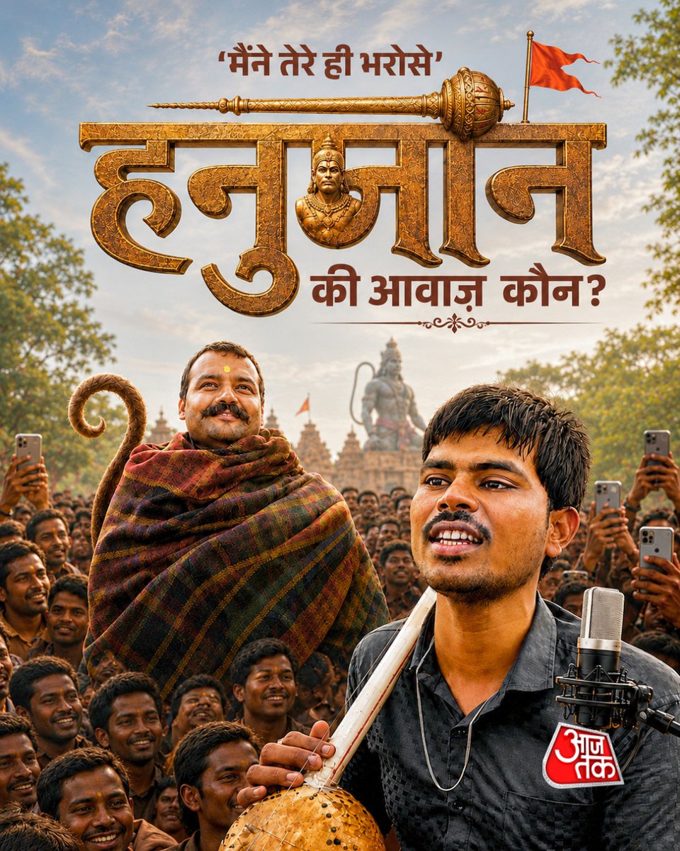 aajtak's tweet photo. फिल्म ‘हनुमान अंश’ का भजन ‘मैंने तेरे ही भरोसे’ लोगों के बीच काफी पसंद किया जा रहा है। इसे बुंदेलखंड के दृष्टिबाधित गायक सुनील लोधी ने आवाज दी है। सुनील बचपन से तंबूरा लेकर भजन और बुंदेली लोकगीत गाते हैं। उनके भजन ‘मोरे संकट के कटैया’ को भी ऑनलाइन लाखों लोगों ने देखा है। अब उनकी आवाज बड़े पर्दे तक पहुंच गई है और उनकी कहानी लोगों को प्रेरित कर रही है।

#HanumanAnsh #SunilLodhi #BundeliSinger #Bhajan #Bollywood #ATCard #AajTakSocial 
Hanuman Ansh | Sunil Lodhi | Bundelkhand | Bhajan | Mein Tere Hi Bharose