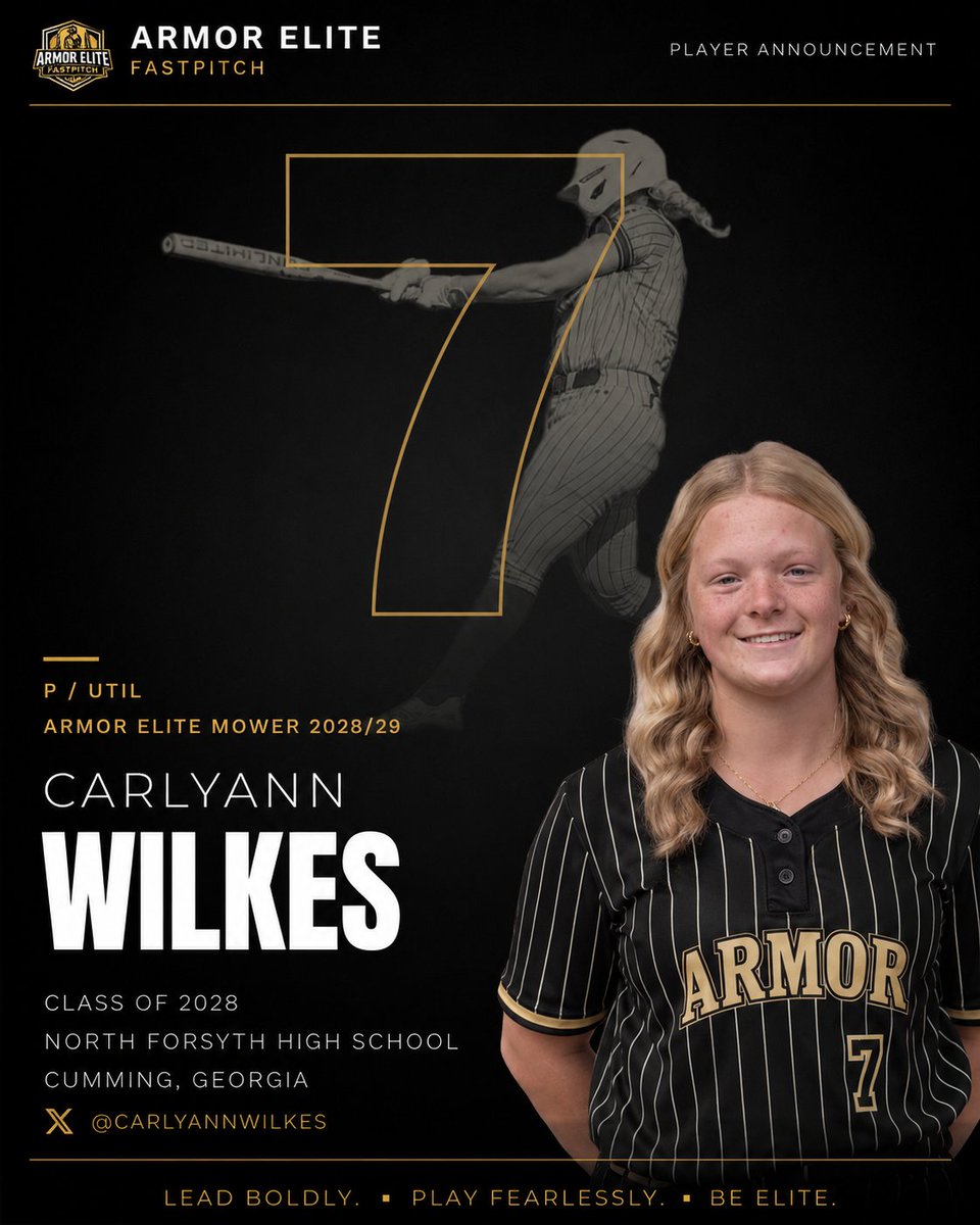ArmorEliteMower's tweet photo. Welcome to the Armor Elite family, Carlyann Wilkes! 🥎

Versatile. Relentless. Competitive from the first pitch to the last out. Carlyann brings an edge to everything she does on the field.

@CARLYANNWILKES https://t.co/dClHUCv0Km
